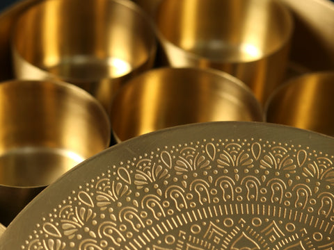 8" Designer Masala/Spice Box in Brass
