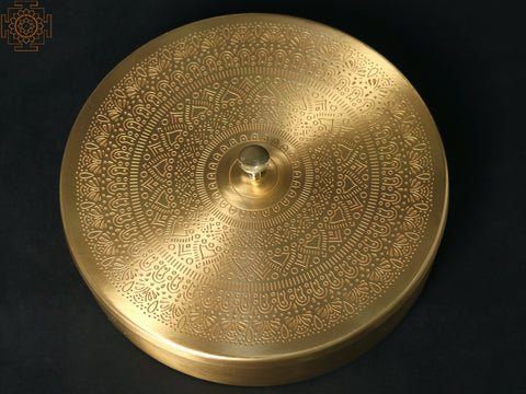 8" Designer Masala/Spice Box in Brass