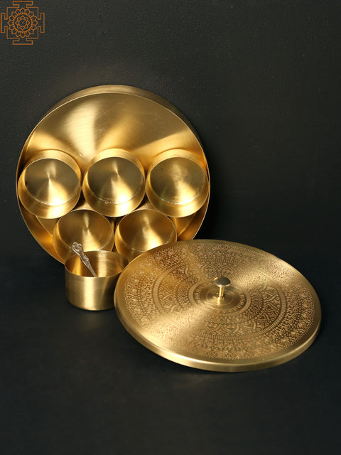 8" Designer Masala/Spice Box in Brass