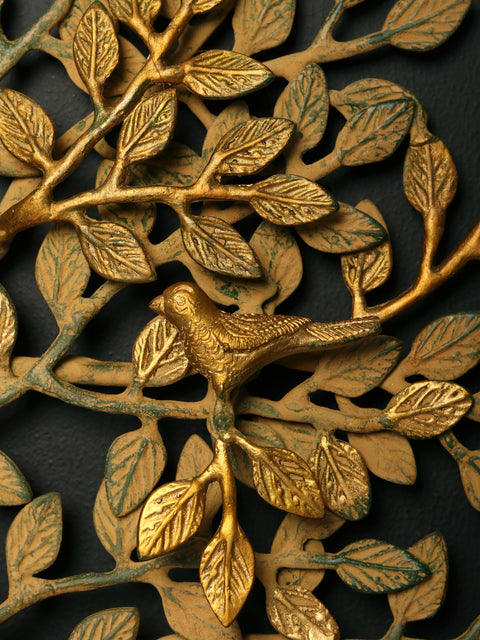 27" Green and Gold Patina Tree of Life in Brass | Wall Hanging