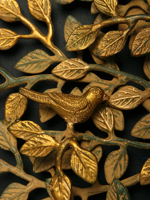 27" Green and Gold Patina Tree of Life in Brass | Wall Hanging