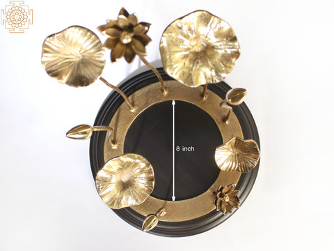 22" Flowers and Buds Design Base/Stand for Placing Deity Statue | Brass and Wood