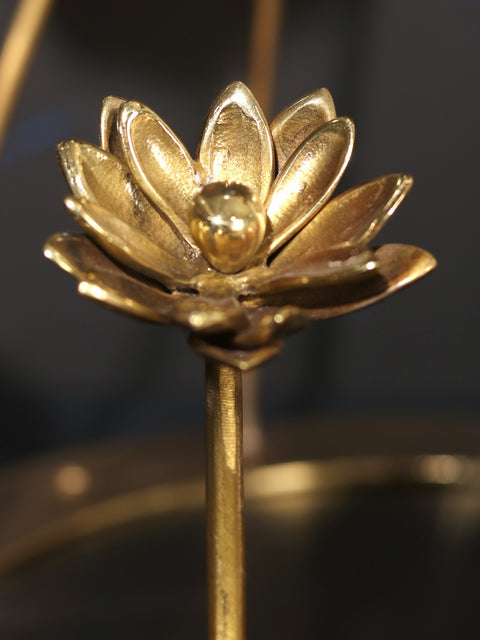 22" Flowers and Buds Design Base/Stand for Placing Deity Statue | Brass and Wood