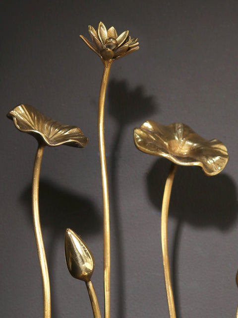 22" Flowers and Buds Design Base/Stand for Placing Deity Statue | Brass and Wood