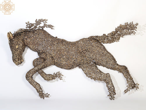 70" Galloping Horse Brass Wall Hanging Handmade Home Decor