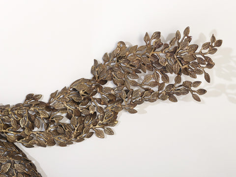 70" Large Wall Hanging Galloping Horse Made of Leaves in Brass