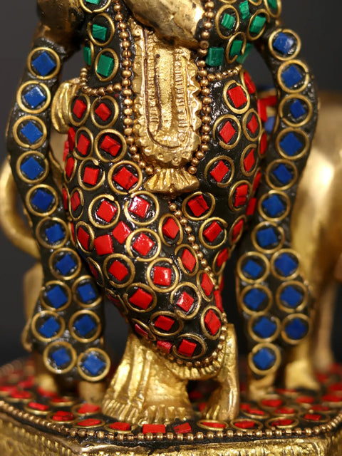 7" Venugopal Krishna | Brass Statue with Inlay Work