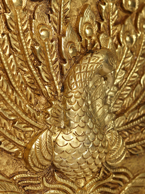 12" Dancing Peacock Wall Hanging | Brass and Wood