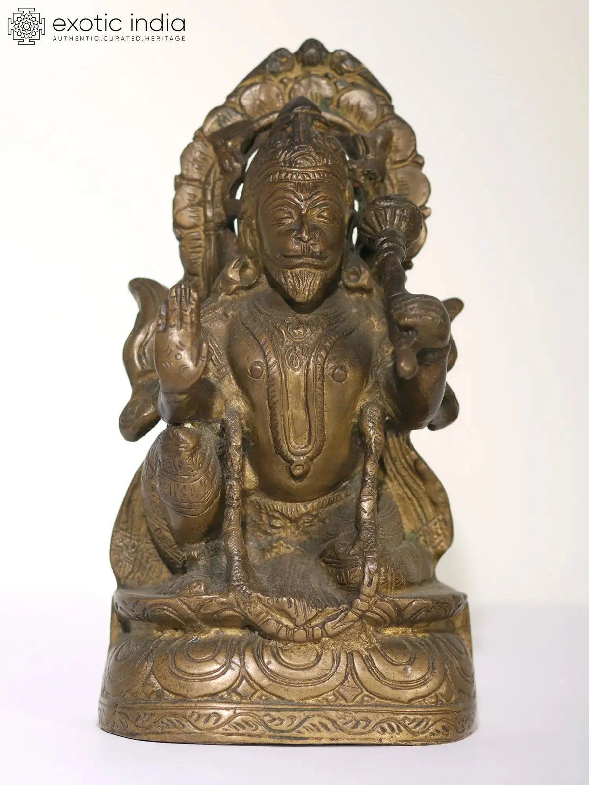 7" Blessing Lord Hanuman Brass Statue