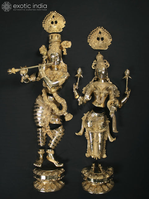 Radha Krishna Wall Hanging Brass Statue