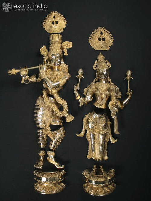 Radha Krishna Handmade Brass Wall Hanging Statue