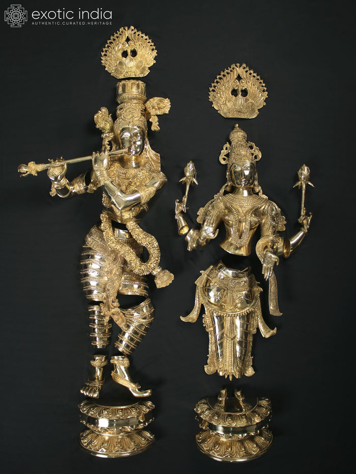 Radha Krishna Handmade Brass Wall Hanging Statue