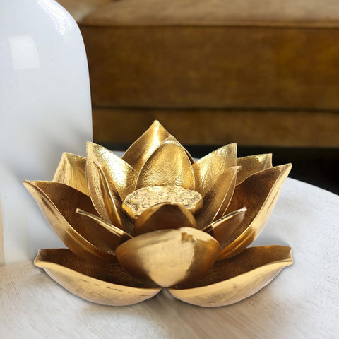 Brass Lotus Candle Holder