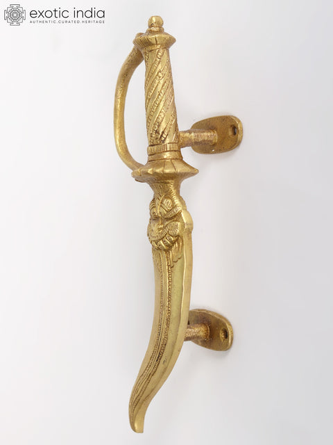 Brass Door Handle with Dagger Motif