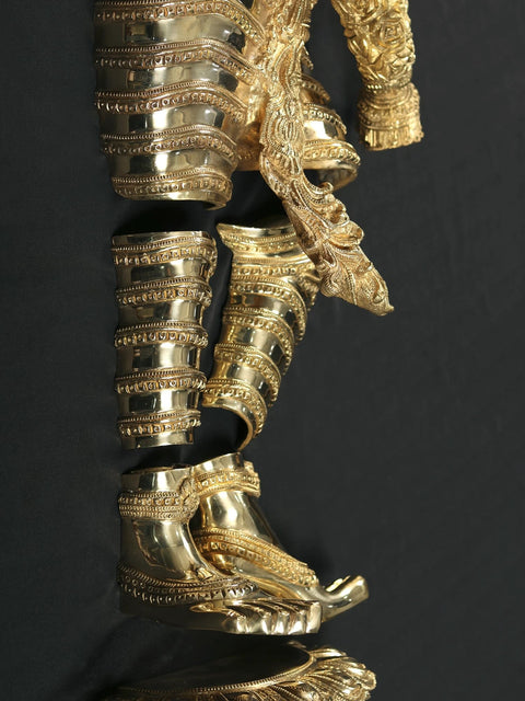 Lord Krishna Standing Wall Hanging Brass Sculpture