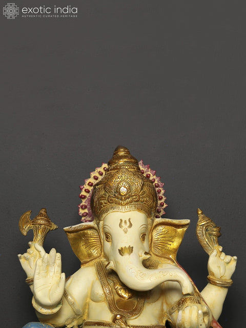Chaturbhuja Ganesha On Aasana | Brass Statue