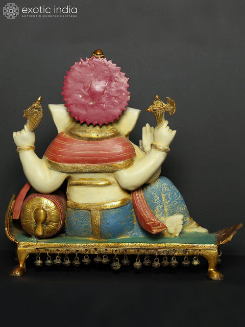 Chaturbhuja Ganesha On Aasana | Brass Statue
