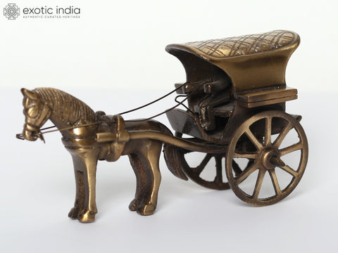 Small Brass Horse Cart | Handmade Decor Items