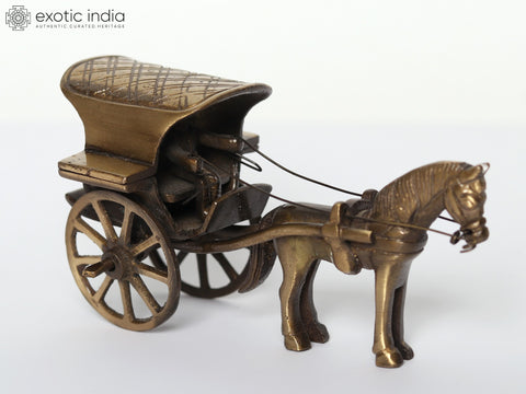 Small Brass Horse Cart | Handmade Decor Items