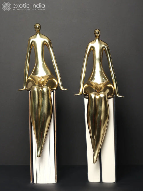 Seated Couple Handmade Brass Statue for Home Decor