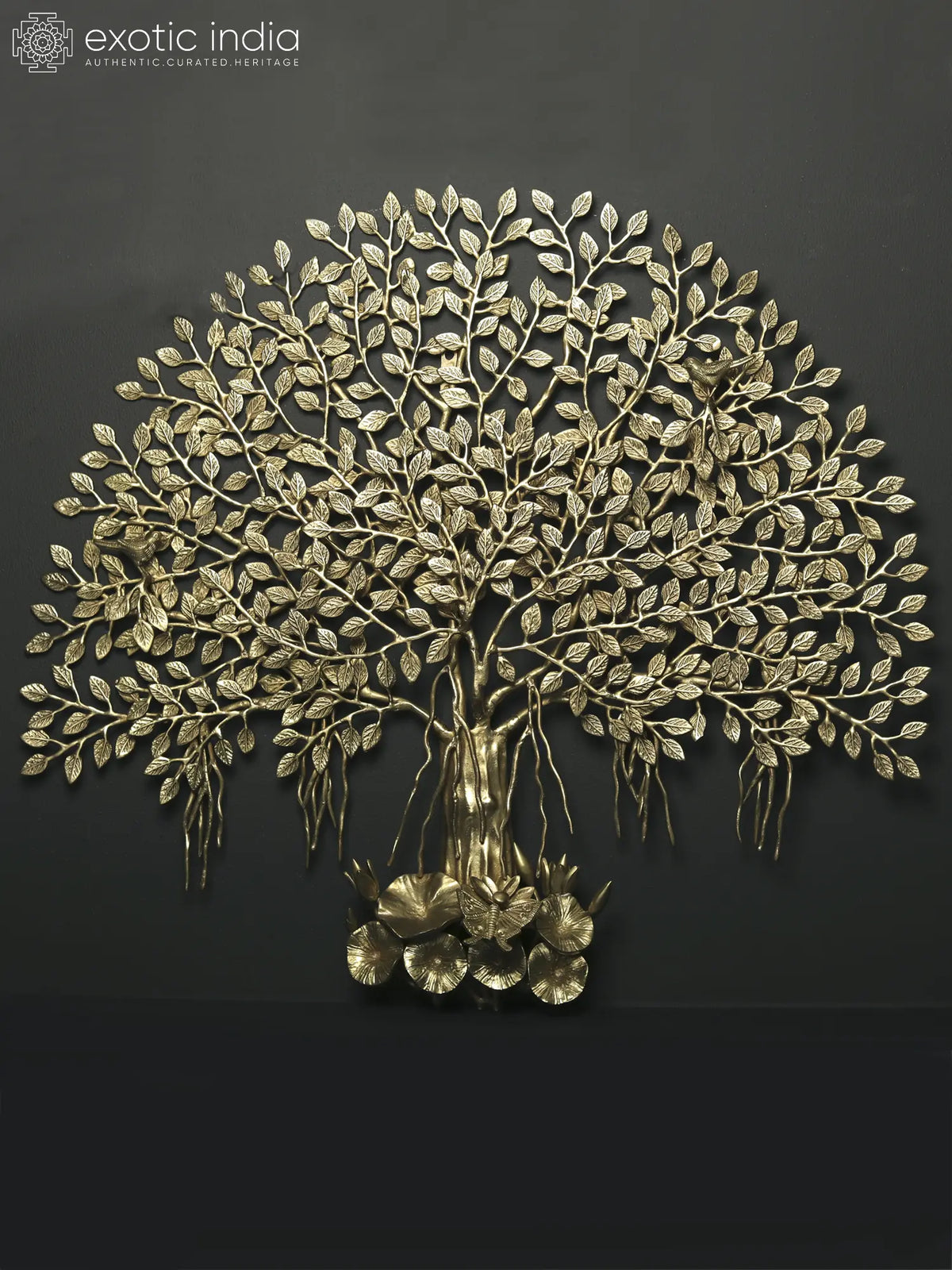 29" Brass Tree of Life with Perched Birds | Wall Mounted