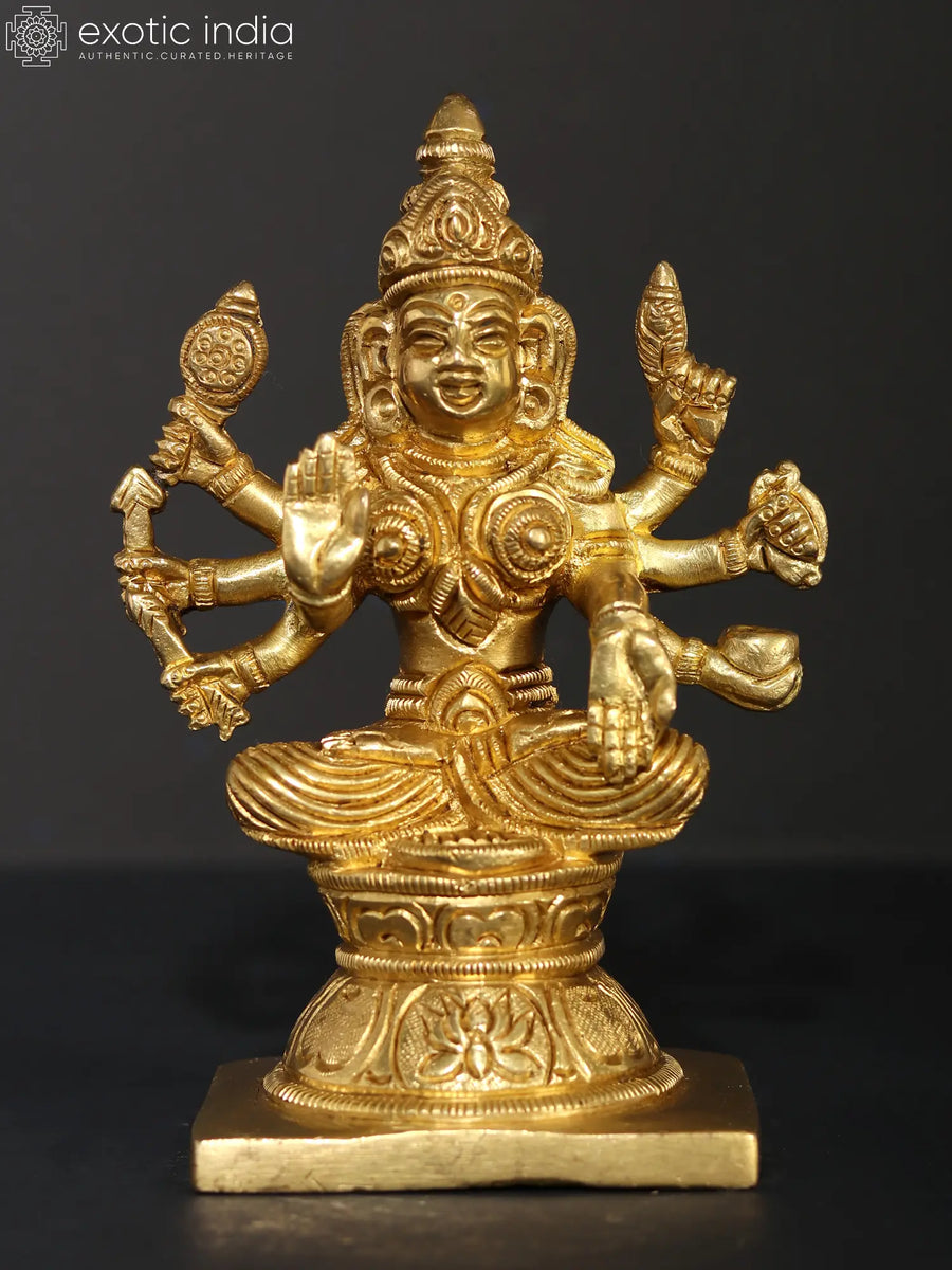 5" Veera Lakshmi Brass Statue - Goddess of Valour and Courage