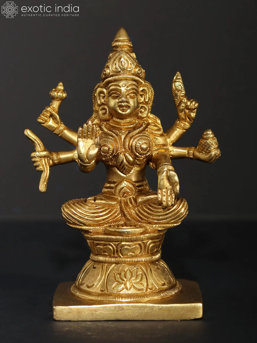 5" Goddess Dhana Lakshmi Brass Statue for Pooja