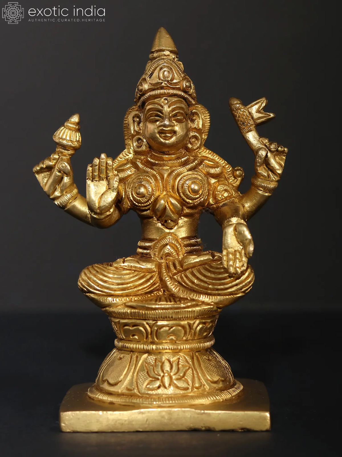 5" Goddess Adi Lakshmi - A Form of Ashta Lakshmi | Brass Statue