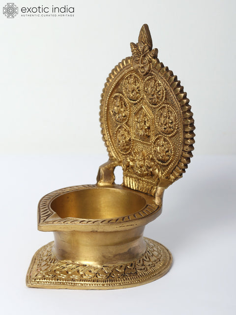 6" Ashtalakshmi Diya (Lamp) in Brass