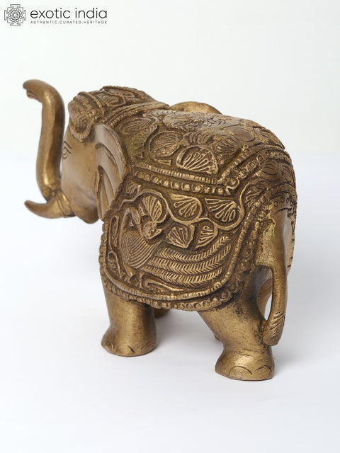 6" Decorative Elephant with Upraised Trunk in Brass