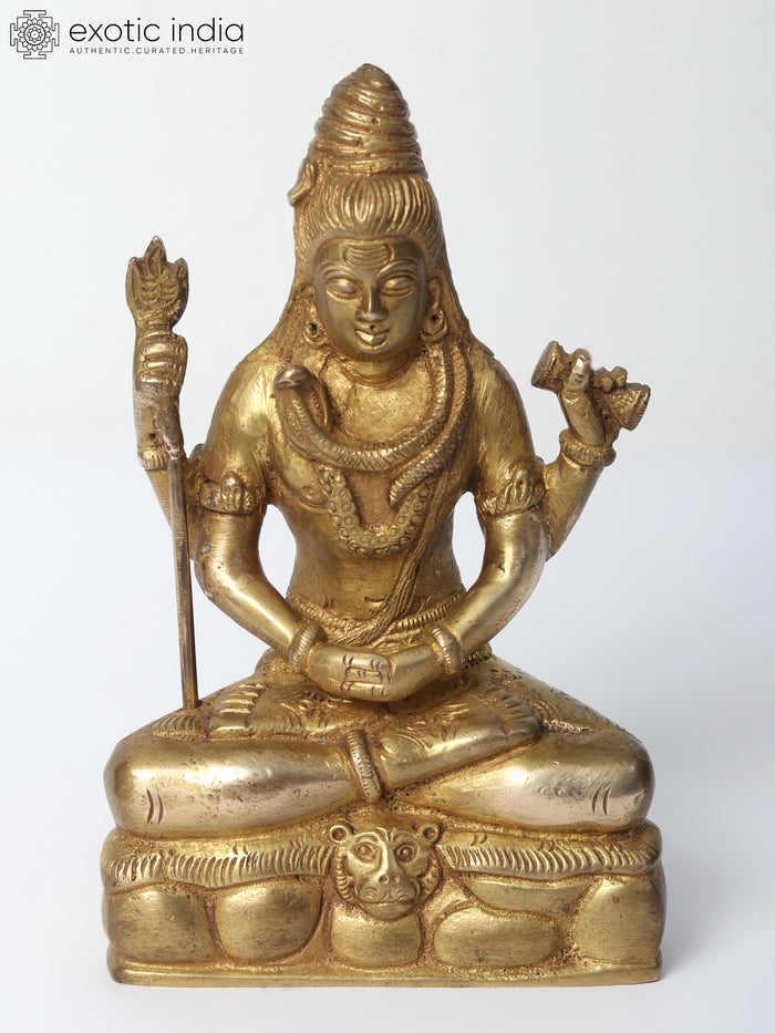 6" Mahayogi Shiva Handmade Brass Statue