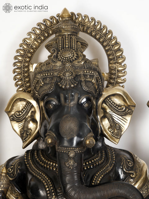 61" Large Chaturbhuja Lord Ganesha | Brass Statue