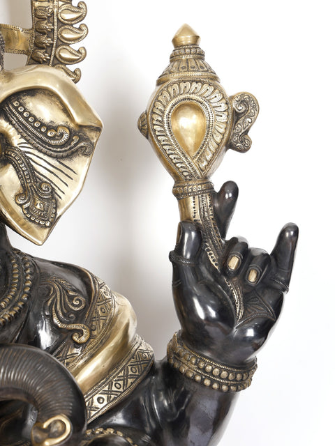 61" Large Chaturbhuja Lord Ganesha | Brass Statue