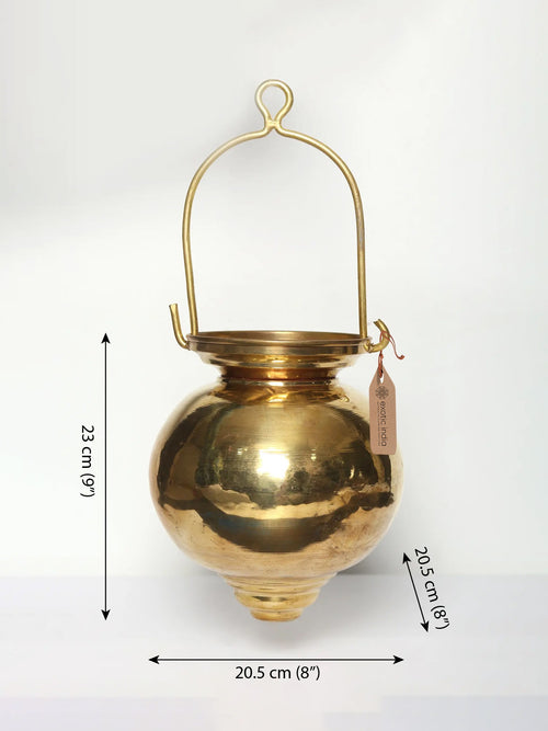12" Handmade Brass Dhara Patra Water Vessel for Pooja