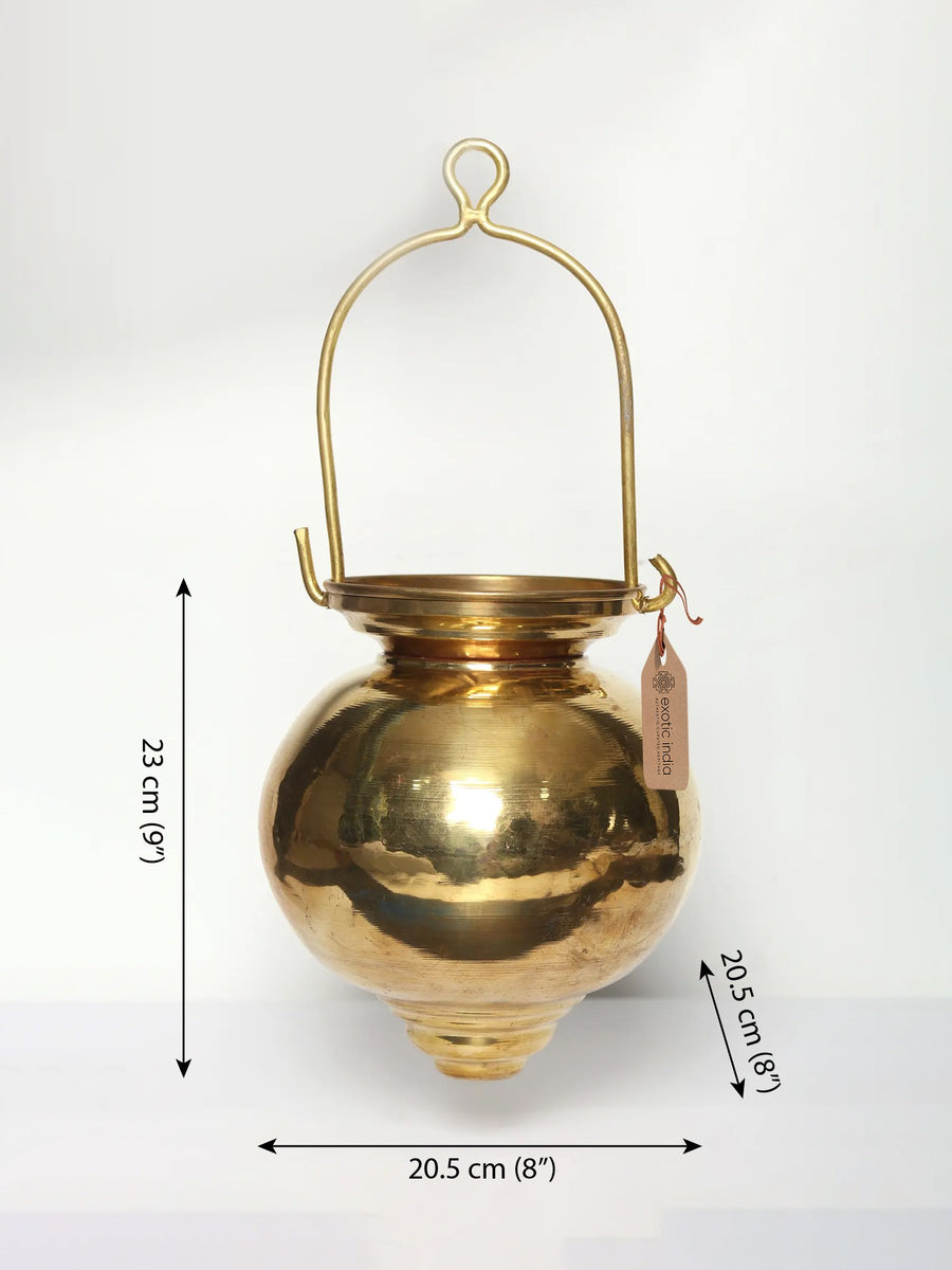 12" Handmade Brass Dhara Patra Water Vessel for Pooja