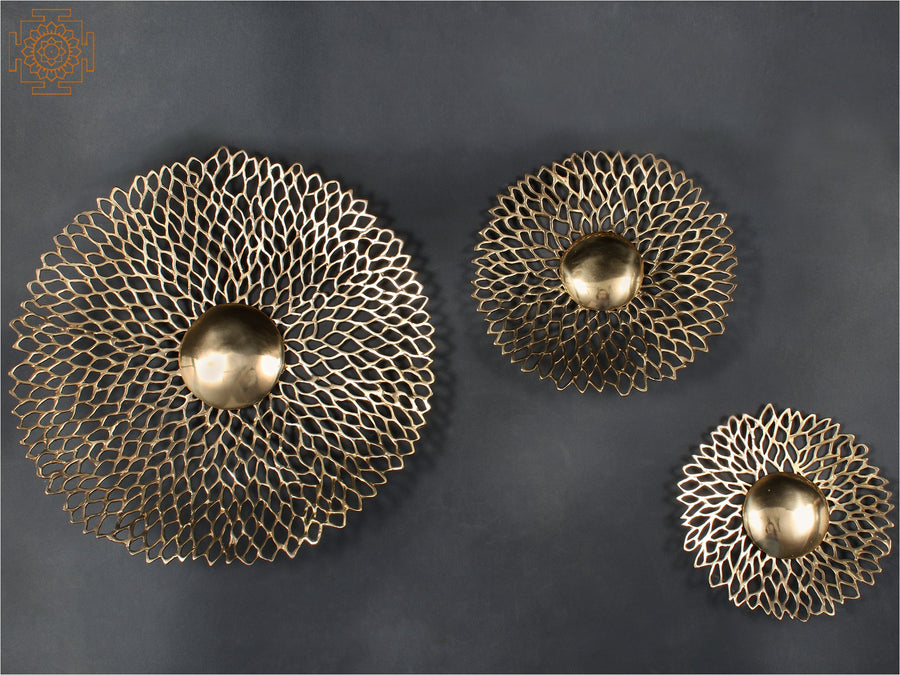 Round Brass Wall Art Sculpture Set of Three