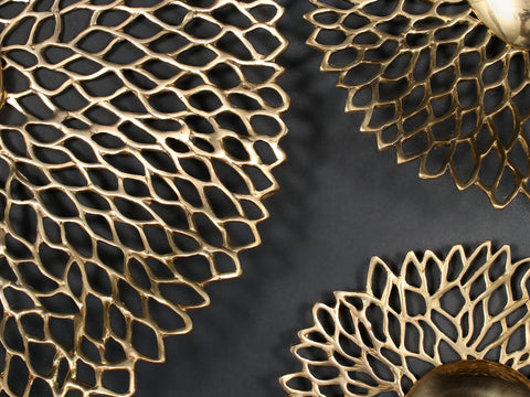 Round Shape Designer Wall Art in Brass | Set of Three