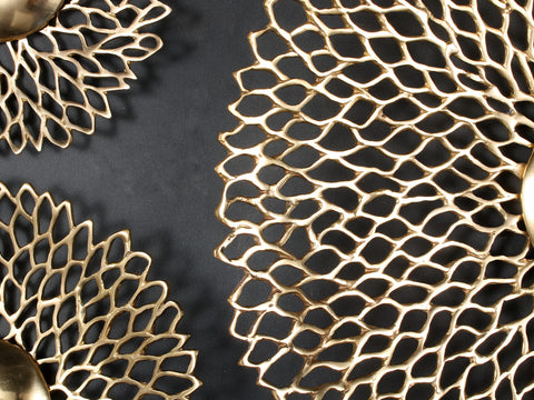 Round Shape Designer Wall Art in Brass | Set of Three