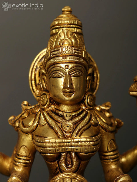 7" Goddess Lakshmi Showering Wealth | Brass Statue