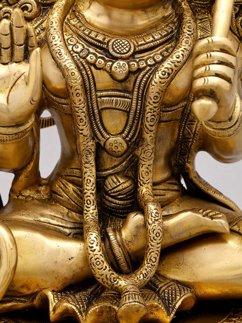 18" Pawan Putra Lord Hanuman Seated on Throne in Blessing Gesture