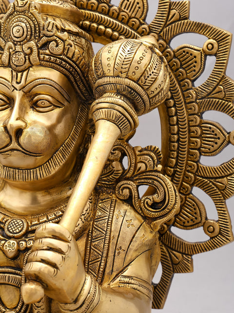 18" Pawan Putra Lord Hanuman Seated on Throne in Blessing Gesture