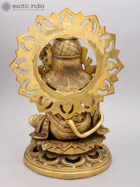 18" Pawan Putra Lord Hanuman Seated on Throne in Blessing Gesture