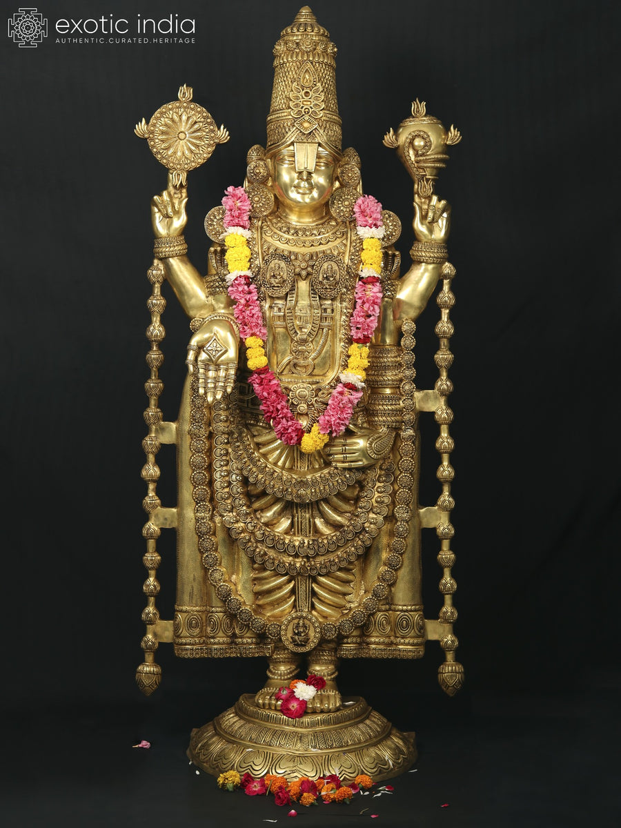 69" Large Tirupati Balaji Venkateshvara Brass Statue for Pooja
