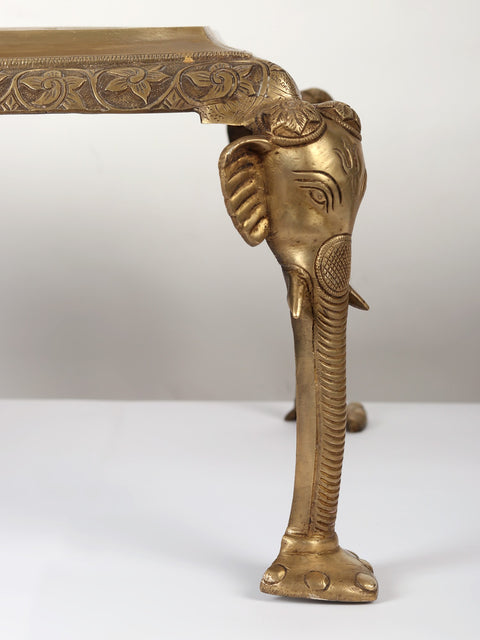 24" Brass Elephant Design Pedestal/Chowki