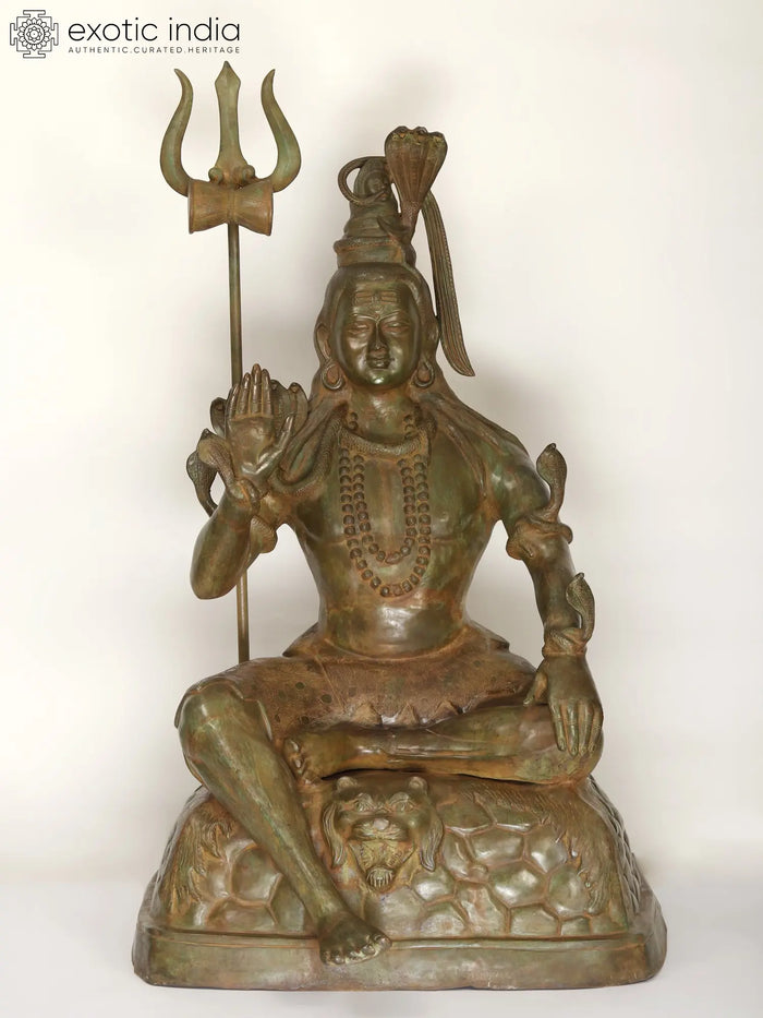 57" Large Blessing Lord Shiva Brass Statue for Home Decor