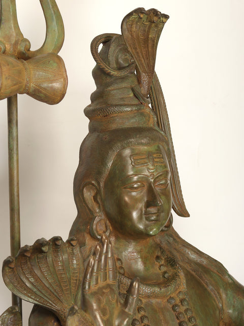 57" Large Size Blessing Lord Shiva Brass Statue