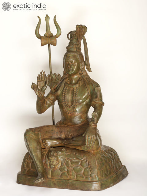 57" Large Size Blessing Lord Shiva Brass Statue