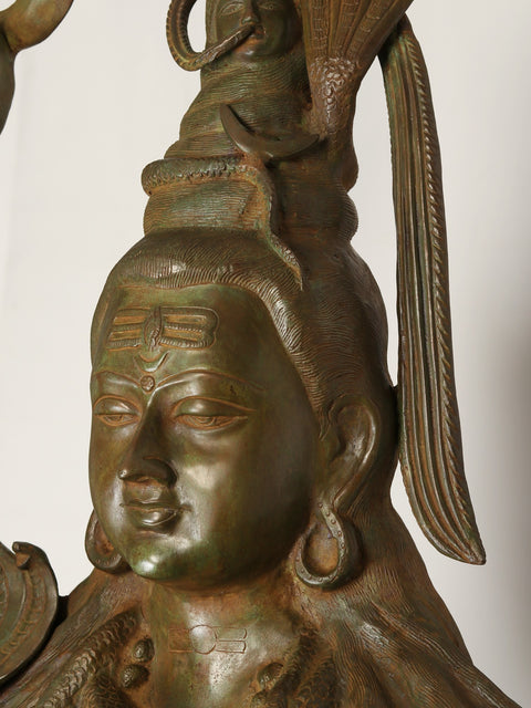 57" Large Size Blessing Lord Shiva Brass Statue