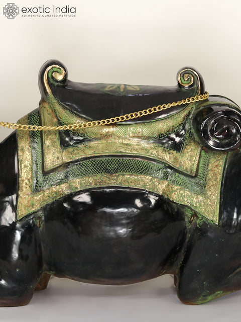 64" Large Black and Green Sitting Camel Figurine in Brass | Home Decor | Animal Statue