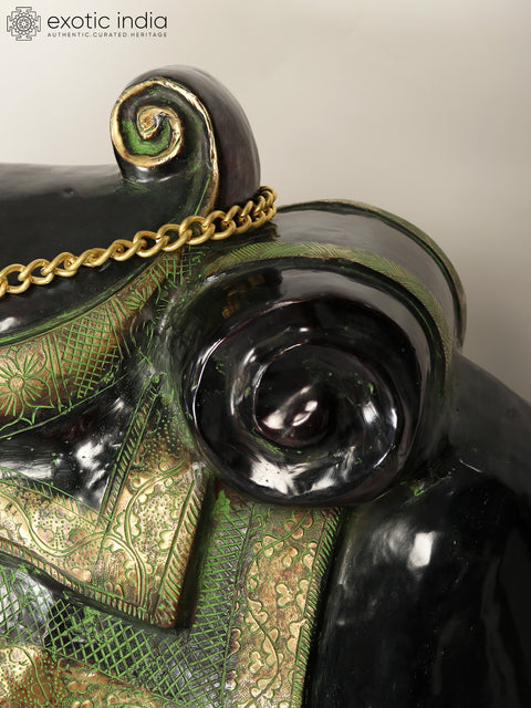 64" Large Black and Green Sitting Camel Figurine in Brass | Home Decor | Animal Statue